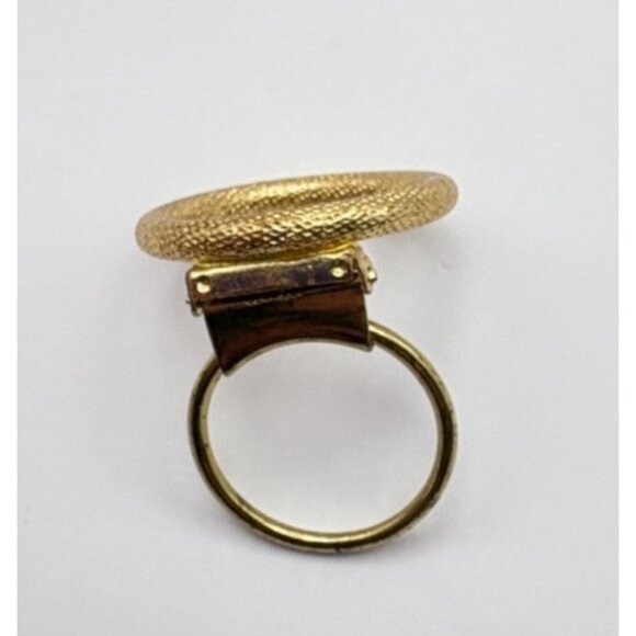 Vintage Gold Tone Scarf Clip Textured Circle Western Germany - Picture 5 of 8